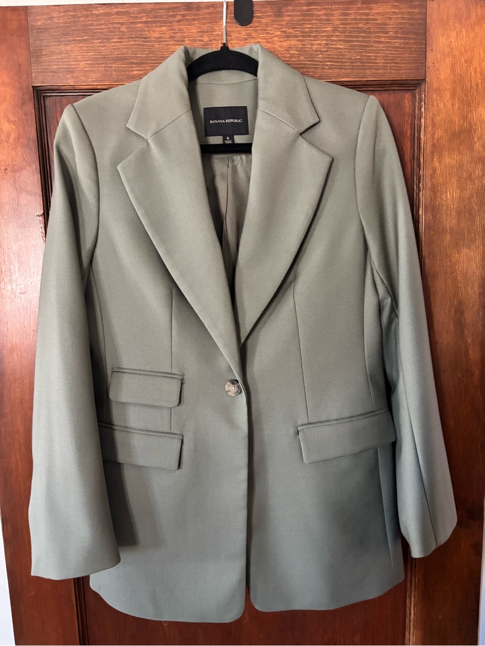 Banana Republic Olive Green Single-Button Wool Blazer